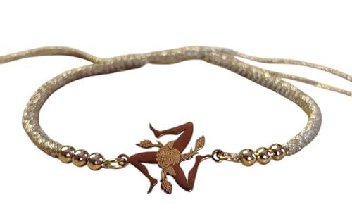 Bracciale con Trinacria Incisa Sicily in Cordoncino Regolabile