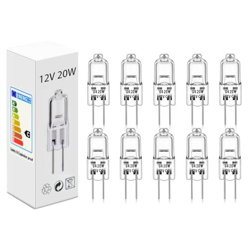 Lampadine Alogene G4 20W 12V - Set da 10, Luce Bianca Calda Dimmerabile
