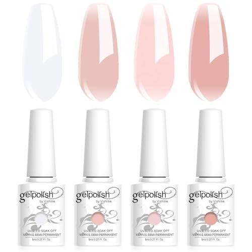 Vishine Smalto Gel Semipermanente - Set 4 Colori: Trasparente, Bianco Latte, Rosa, Cristallo Naturale