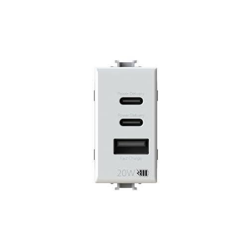 4box - Alimentatore USB CCA 20W compatibile Bticino® Matix™ Bianco