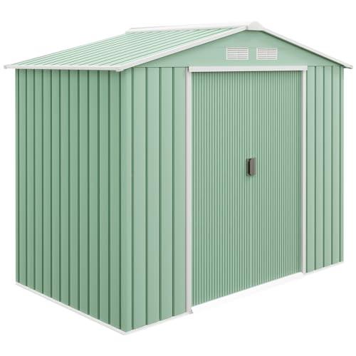 Outsunny Casetta da Giardino Porta Utensili in Acciaio Verde Chiaro 213x130x185 cm