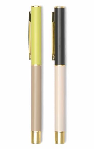 DesignWorks - Set di 2 penne a blocchi di colore bianco sporco e tortora