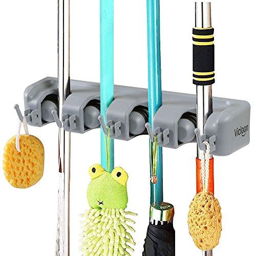 Vicloon Porta Scopa Multifunzione con 4 Scomparti e 5 Ganci