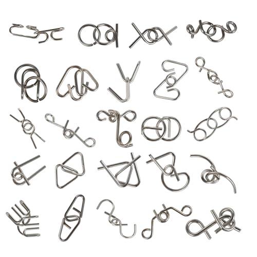 Set di Rompicapo in Metallo 24 Pezzi, Puzzle IQ 3D e Giochi di Riflessione per Adulti e Bambini - Idea Regalo