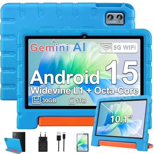 ZIOVO Tablet Bambini 10 Pollici Android 15, 30GB RAM, 64GB ROM, Blu