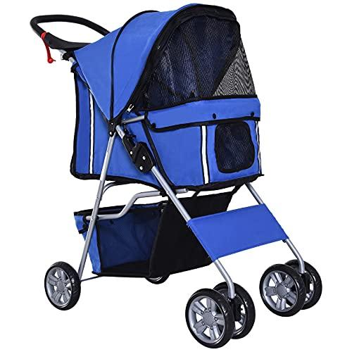 PawHut Passeggino per Cani Blu - Comfort e Sicurezza per il Tuo Amico a Quattro Zampe