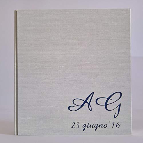 Album fotografico in tela di lino con iniziali e data incisi e personalizzabili a tua scelta