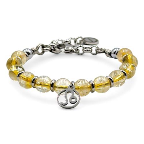 Bracciale semirigido Quarzo Citrino con dettagli in acciaio