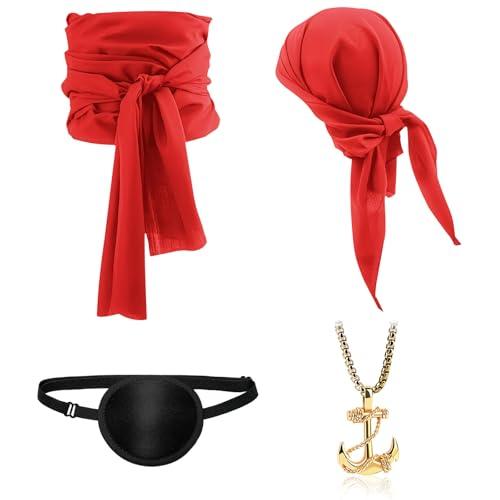 NebulaGlam Set Accessori Pirata 4 Pezzi per Costume Halloween e Feste a Tema