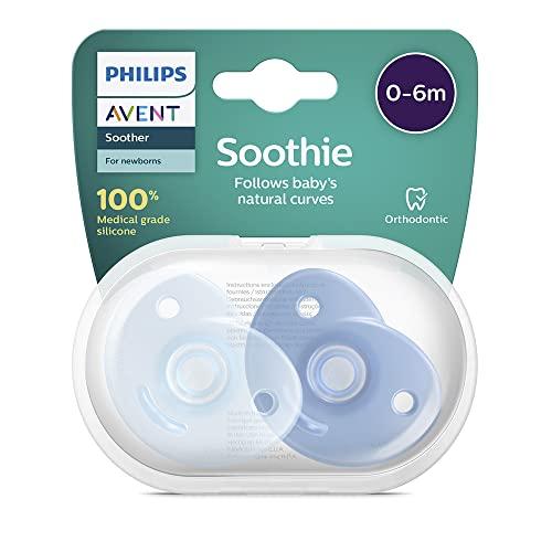 PHILIPS Avent Soothie Heart Blu - Ciuccio Anatomico in Silicone 0-6 Mesi (Confezione da 2)