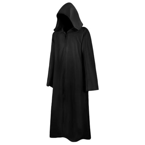 Mantello Nero con Cappuccio Unisex - Costume Ideale per Halloween e Carnevale (Taglia M)
