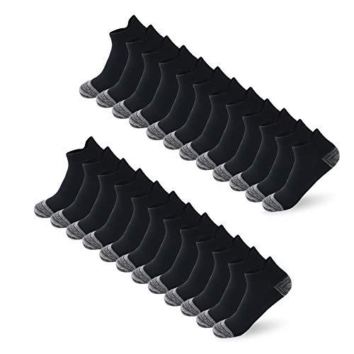 Calzini Sportivi Uomo Donna BUDERMMY, 12 Paia, Cotone Traspirante, Rinforzati (Nero, 41-46)