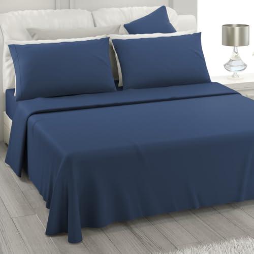 L'Antico Arcolaio - Lenzuola Matrimoniali in Cotone 100% Made in Italy Blu