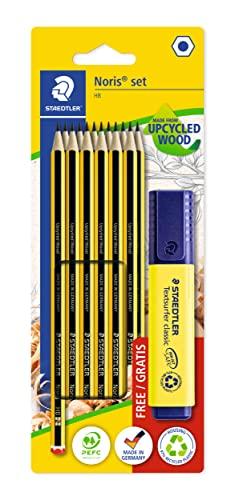 Staedtler Noris - Set Cancelleria con 12 Matite HB e 1 Evidenziatore Giallo