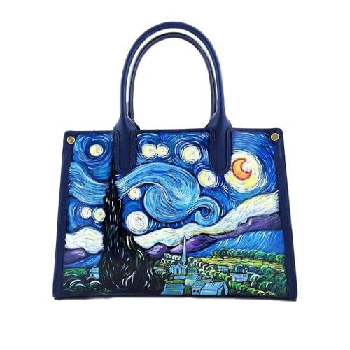 Borsa in pelle dipinta a mano - La Notte Stellata di Van Gogh