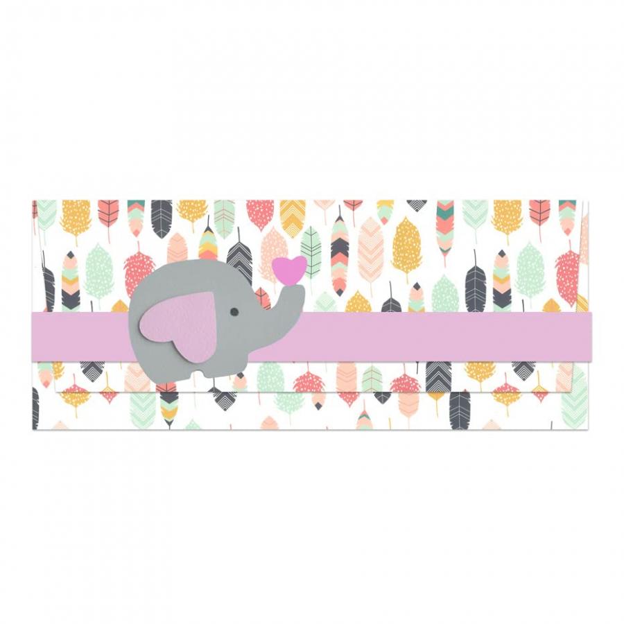 Busta Portasoldi Elefantino Rosa con Biglietto Auguri