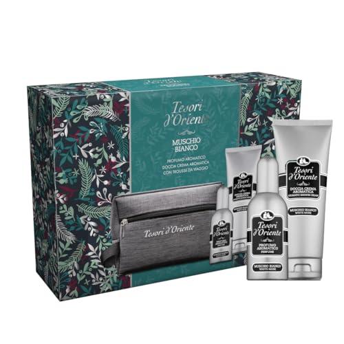 Tesori d'Oriente Muschio Bianco - Set Regalo Uomo con Profumo, Doccia Crema e Trousse da Viaggio