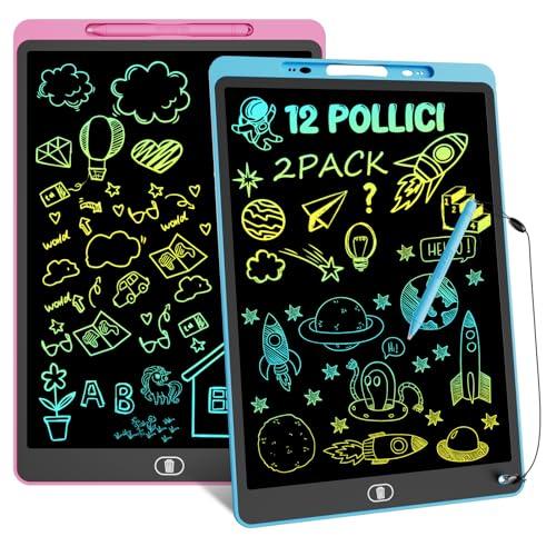 Electight Tavoletta Grafica LCD 12 Pollici, 2 Pezzi, Blu e Rosa