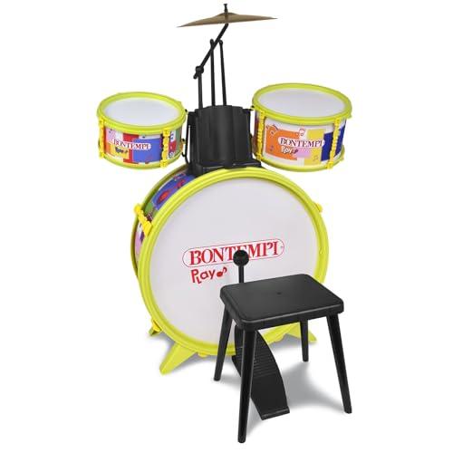Bontempi | BeatMasterPro - Batteria Classica a 4 Elementi, con Sgabello e Due Bacchette per un'Esperienza Indimenticabile, giallo, 68x50x50 cm