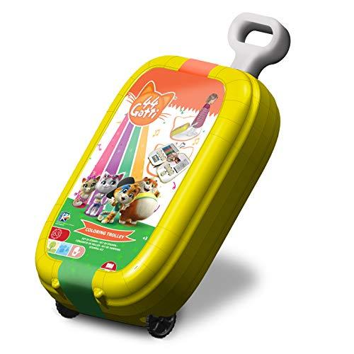 Multiprint Trolley Set 44 Gatti, Made in Italy, Album da Colorare, Stickers, Pennarelli e Matite, Set Timbrini Bimbi, in Legno e Gomma Naturale, Inchiostro Lavabile Atossico, Idea Regalo, Art.64986