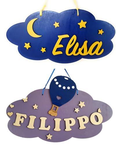 Targhetta in legno personalizzata Nuvoletta
