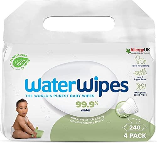 WaterWipes Textured Clean Salviette a Base Vegetale, 240 Unità (4 Confezioni)