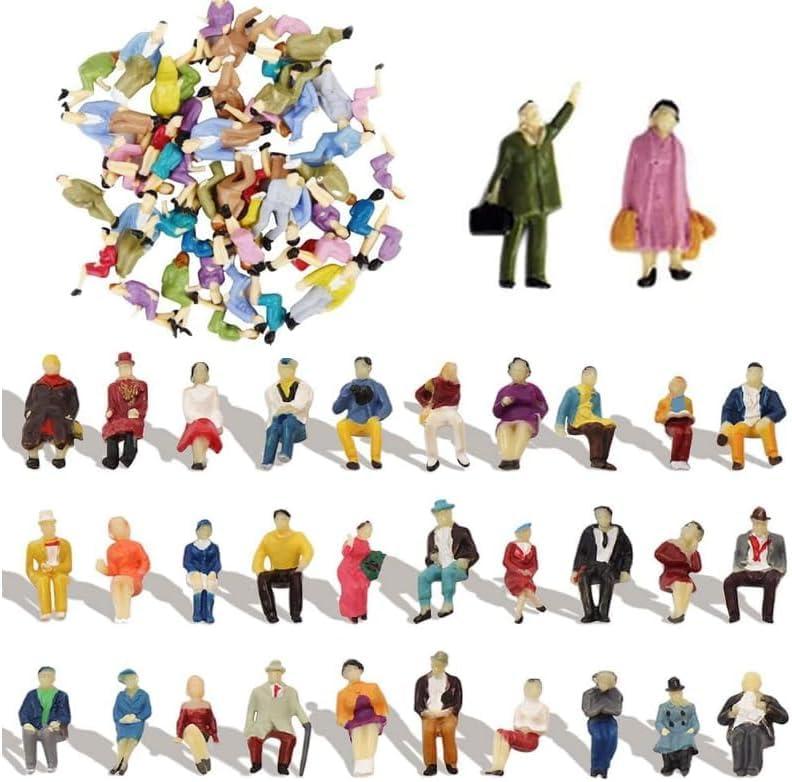 Set di 60 Mini Figure Dipinte 1:87 per Modellismo Ferroviario e Diorami