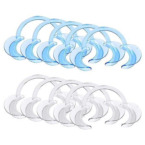 Vicloon Apri Bocca Dentale a C, Divaricatore Guancia in Plastica (Bianco e Blu), 10 Pezzi