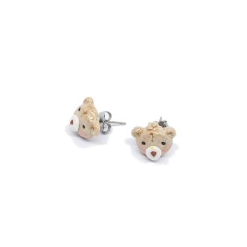 Orecchini a lobo con muso di orsetto - orecchini orso - orecchini orsacchiotto