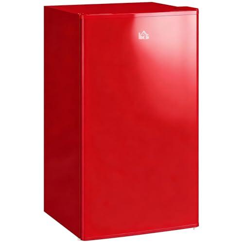 HOMCOM Frigorifero Piccolo 91L MonoPorta Reversibile con Congelatore, Mini Frigo da Camera Tavolo Silenzioso Classe E Compatto con Temperatura Regolabile 0-10 ℃, Libera Installazione, Rosso