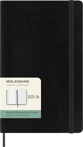 Moleskine Weekly Planner 2025-2026, Agenda Settimanale 18 Mesi, Large, Nero