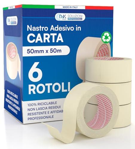 DNK TRADE Nastro di Carta - 6 Rotoli da 50mm x 50m