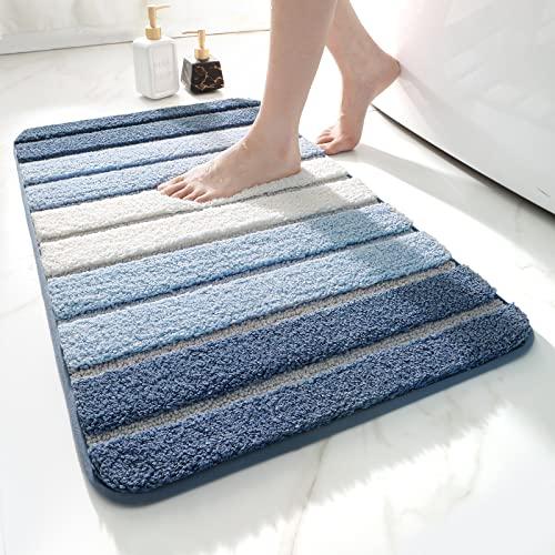 DEXI Tappeto Bagno 50 x 80 cm, Tappetino Antiscivolo, Soffice Tappeti in Microfibra, Assorbente, Lavabile in Lavatrice, Blu