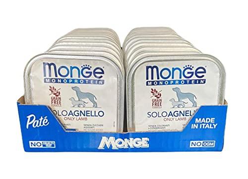 Monge Monoprotein Cibo umido per Cane solo Agnello, 24 vaschette da 150gr