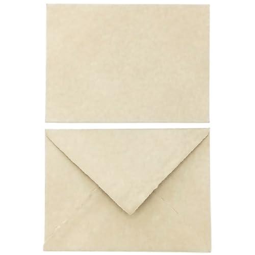 Buste in Carta Artigianale Riciclata con Bordi irregolari, 13,5x18,5 cm, Confezione da 10, Made in Italy - per Biglietti/Partecipazioni/Inviti (Tortora)
