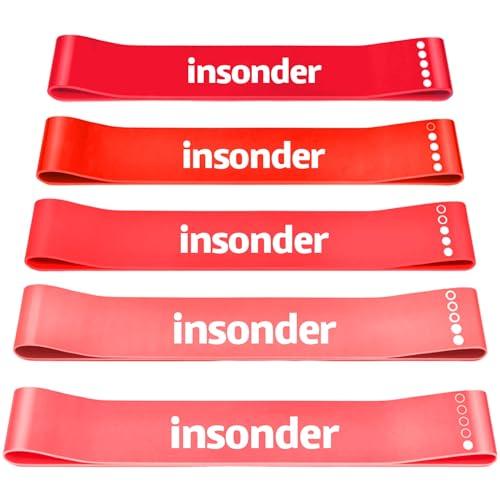 Elastici Fitness Set Di 5 - Bande Elastiche Fitness Di Resistenza, Banda Elastica Pilates, Fascia Elastica Esercizi Gambe, Elastici Glutei, Yoga, Palestra di Insonder