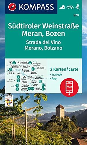 Kompass Wanderkarten-set 078 Südtiroler Weinstraße, Meran, Bozen / Strada Del Vino, Merano, Bolzano (2 Karten) 1:25.000