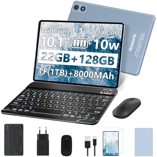 Fezawio F10 Tablet 10 Pollici Android 14, 22GB RAM, 128GB ROM, 5G Wi-Fi, Tastiera e Mouse