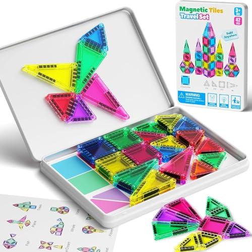 Set di 42 Mattonelle Magnetiche da Viaggio per Bambini - Gioco Educativo STEM