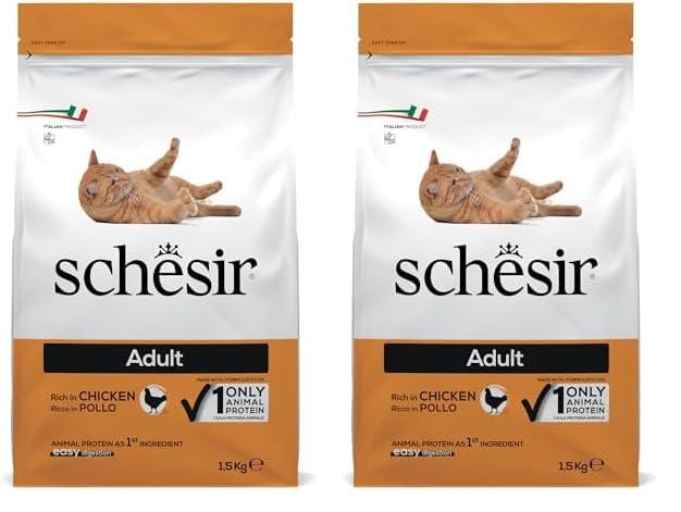 Schesir Dry Adult Pollo - Crocchette per Gatti Adulti, 2 Sacchi da 1,5 Kg