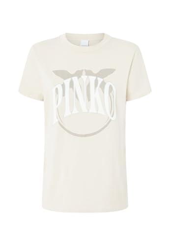 Pinko Start T-Shirt Jersey Tinto Old Stampa Logo Beige Maroso C03