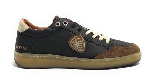 Blauer Sneaker Uomo in Pelle Black/Brown Murray 12