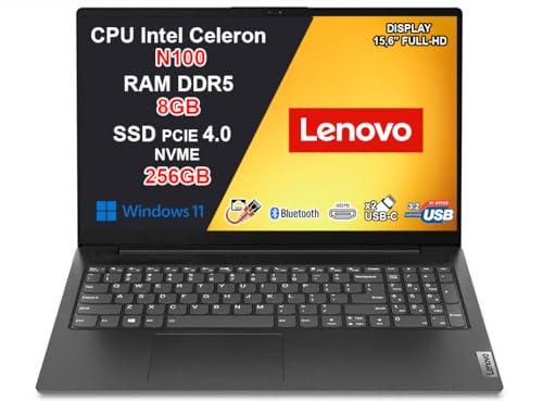 Lenovo V15 G6 Notebook Intel N100 fino a 3.4GHz 8GB DDR5 RAM 4800MHz 256GB SSD PCIe 4.0 15.6