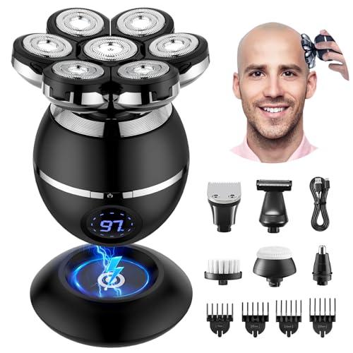 ETENTOUS Rasoio Elettrico Uomo 7D, Kit Multifunzione 6 in 1 per Testa, Barba e Corpo