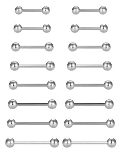 ZAMXHUG Piercing Set - 16 Pezzi Anelli per Capezzoli e Lingua in Acciaio Inossidabile Chirurgico