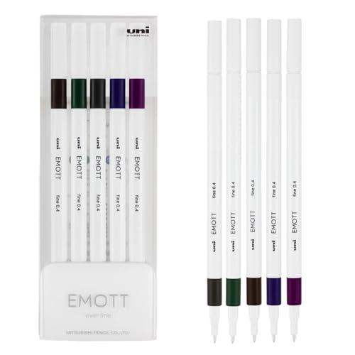 Astuccio 5 Fineliner EMOTT Tratto 0.4mm Colori Assortiti Vintage Uni Mitsubishi