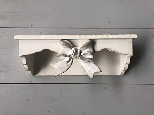 Mensola in Legno Shabby Chic con Fiocco 50x17cm h 18cm