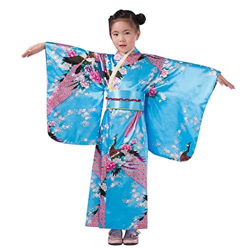 Vestito Bambina Elegante Kimono Bambina Giapponese Abito Per Bambina Kimono Per Ragazze Abiti Per Bambini Abiti Tradizionali Per Bambini Giapponesi Vestito Giapponese Bambina (Sky Blue, 2-3 Years)
