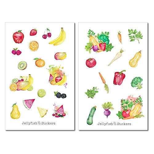 Set di Adesivi Frutta e Verdura Colorati per Diario, Agenda e Decorazioni
