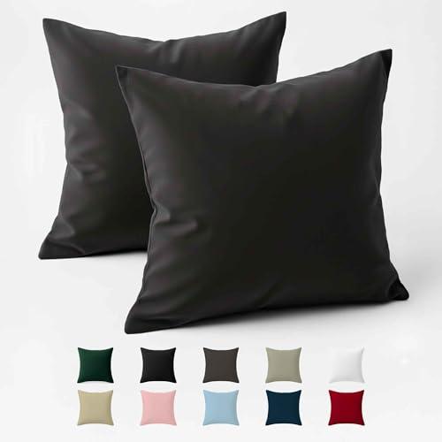 Federe 60x60 cm in Cotone Rinforzato Antracite Dreamzie (Set da 2)